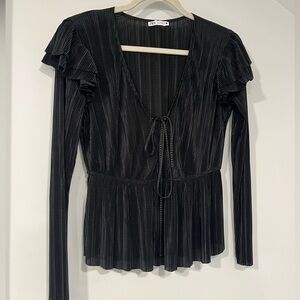 Zara pleated sheer long sleeve shirt, size small